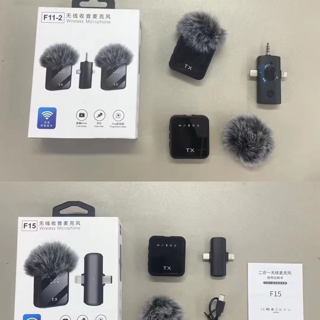 F15 Wireless Microphone, F15 Wireless Recording Microphone, Two-in-One and Three-in-One Neckband Microphone