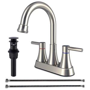 Vendita calda OEM in acciaio inox doppio manici lavabo rubinetto nero 4 "centrotavola bagno miscelatore rubinetto lavabo con scolapiatti - Product Image 6