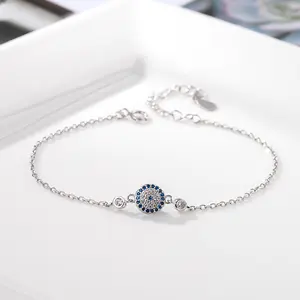 Offre Spéciale classique oeil ensembles 925 argent Sterling bleu mauvais yeux Zircon pendentif collier Bracelet boucles d'oreilles ensemble de bijoux