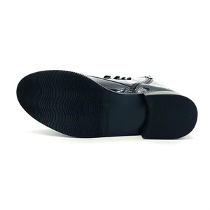 Bottes de moto en cuir verni noir imperméables à double ouverture avec lacets et fermeture éclair pour femmes - Product Image 6