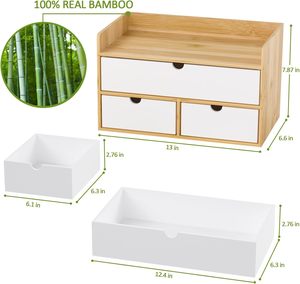 Organisateur de bureau avec tiroirs - Organisateur de bureau en bambou, <span class=keywords><strong>rangement</strong></span> pour bureau, tiroirs en bois, pas d'assemblage requis - Product Image 2