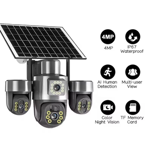 Caméras solaires <span class=keywords><strong>sans</strong></span> <span class=keywords><strong>fil</strong></span> à trois objectifs 15MP 4G avec carte SIM V380 PRO WIFI, caméras <span class=keywords><strong>de</strong></span> <span class=keywords><strong>surveillance</strong></span> CCTV extérieures PTZ, caméra <span class=keywords><strong>de</strong></span> sécurité réseau extérieure - Product Image 3