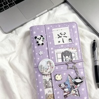 Nouveau carnet A6 violet à motif étoilé, couverture en polyuréthane à feuilles mobiles, style Instagram, super mignon, parfait pour les étudiants, journal
