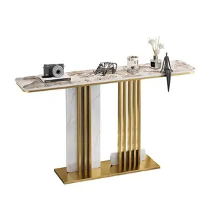 Modern Living Room Furniture Antique Stainless Steel Metal Base Luxury Marble Console Table For Living Room Furniture