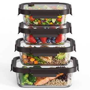 Students' School Lunch <b>Box</b> Microwavable Tempered Glass Food Storage Container with Lid for Traveling Outside - Product Image 1