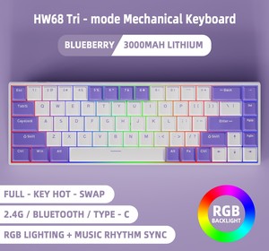 <span class=keywords><strong>Clavier</strong></span> mécanique <span class=keywords><strong>mini</strong></span> gaming 68 touches Hot Swap 60% BT 2.4G, <span class=keywords><strong>clavier</strong></span> mécanique trois modes, <span class=keywords><strong>clavier</strong></span> sans fil 2.4G - Product Image 4