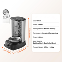 Four à shawarma électrique en acier inoxydable pour extérieur, maison, restaurant, cuisine + Gril rotatif à gyros en tôle laminée à froid