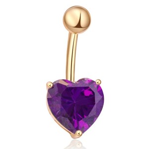 Anello per ombelico in acciaio chirurgico con zircone rotondo con stella quadrata in acciaio - Product Image 4