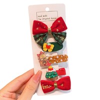 Ensemble de pinces à cheveux de Noël mignonnes pour filles et enfants, barrettes à nœuds décoratives en forme de pain d'épices, épingles à cheveux pour franges latérales, accessoires capillaires pour enfants