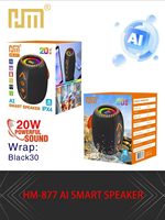 Enceinte portable HM877 AI à commande vocale intelligente pour Bluetooth 5.3, 20W de basses / 1800mAh avec lumière LED RGB, design en plastique, lecteur, vente en gros
