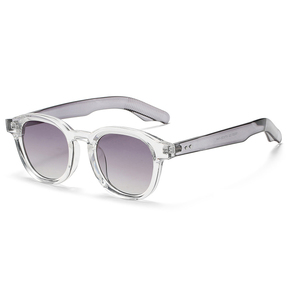 Lunettes <span class=keywords><strong>de</strong></span> soleil rondes rétro unisexes ADE WU STY19328H UV400, nouvelle collection 2026, avec rivets et logo personnalisé, verres champagne vintage, teinte grise - Product Image 4