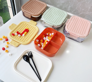 1000ml nhựa Kid 3 khoang Hộp Ăn Trưa Bento container thực phẩm với gạch và thiết <span class=keywords><strong>l</strong></span>ập dao kéo - Product Image 6