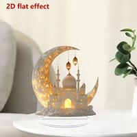 Vente en gros d'ornements de château en forme de croissant en acrylique 2D Décoration de la maison à la mode et signe de table Happy Eid Cadeaux de fête pour la décoration de la maison