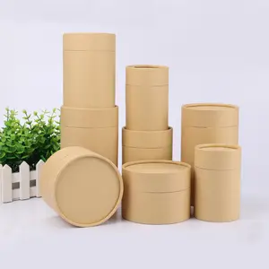 环保OEM标志定制食品牛皮纸哑光茶圆盒纸管圆筒包装
