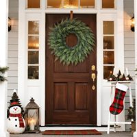 Guirlande de Noël artificielle en cèdre 50-60 cm, bicolore vert, fausse guirlande de sapin pour porte d'entrée, décoration murale de fêtes
