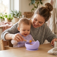 Ensemble de bols d'alimentation en silicone de qualité alimentaire certifié LFGB avec base à forte ventouse, ustensiles pour bébé compatibles lave-vaisselle
