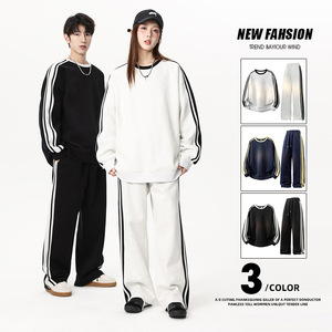 <span class=keywords><strong>Completo</strong></span> Sportivo Casual a Righe per <span class=keywords><strong>Uomo</strong></span>, Nuova Collezione Primaverile, Felpa con Collo Tondo, Set <span class=keywords><strong>Completo</strong></span> per Corsa - Product Image 5