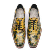 Chaussures Oxford traditionnelles chinoises en cuir d'alligator véritable peint, lacées, imperméables, fabriquées à la main, de luxe, pour affaires et occasions formelles