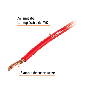 Caja de 4 carretes con 6 m de cable primario rojo, calibre 14, TRUPER - Product Image 2