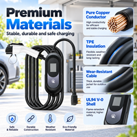 Chargeur EV portable J1772 Type 1 ETL FCC RoHS 120V 240V 16A-48A 1.92-11.5kW Écran LCD 2.4 pouces Minuterie 0-8H Courant réglable IP67 ODM