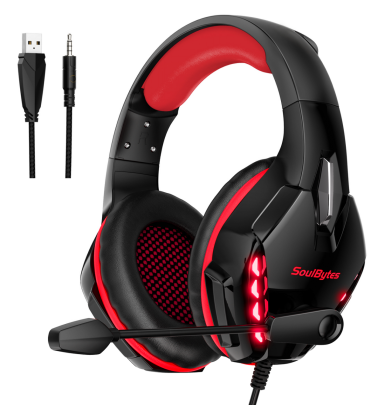 S11 USB+3.5mm High Quality Stereo Wired Over Ear Gaming Headset with Cool LED Light for PC//Laptop/PS5/PS4/Xbox One Controller