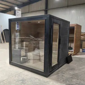Sauna esterna Standard con porta interamente in vetro per 4 persone