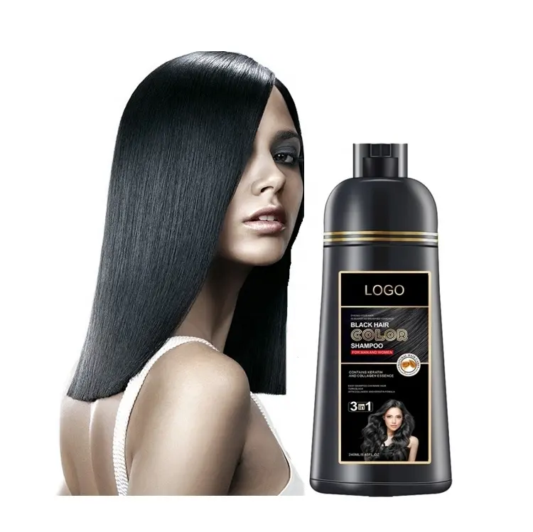 Kualitas tinggi amonia dan PPD gratis Sampo warna rambut hitam Label pribadi