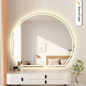 <span class=keywords><strong>Grand</strong></span> <span class=keywords><strong>miroir</strong></span> intelligent en verre sans cadre en forme de <span class=keywords><strong>demi</strong></span>-lune avec lumières LED pour la décoration murale de la salle de bain à la maison - Product Image 2