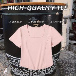 Blusas cortas ajustadas para mujer, cuello redondo, básicas y de manga corta. Estilo deportivo y casual. Camisetas básicas versátiles. - Product Image 2