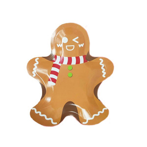 Assiettes jetables <span class=keywords><strong>en</strong></span> forme d'homme <span class=keywords><strong>en</strong></span> pain d'épice Vaisselle décorative Assiettes <span class=keywords><strong>en</strong></span> papier de Noël pour fournitures de fête - Product Image 3
