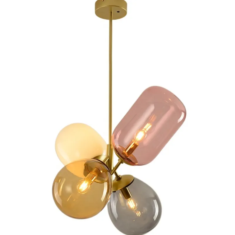 Luminaires LED suspendus en verre à ballons colorés, style nordique, Luminaire décoratif d'intérieur, idéal pour une chambre d'enfant, une chambre à coucher, une salle à manger