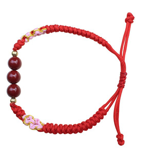 Cinnabar <b>Bracelet</b> Woven Flower Design Unisex <b>Couple</b> Jewelry Gift Hangzhou Made - Product Image 4