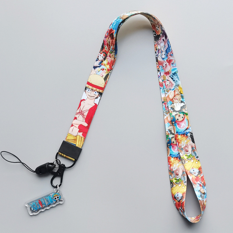 Japanese Anime Cool Cartoon One Luffy Piece Lanyards Wholesale Anti-Lost Mobile Phone Neck Portable Satin Lanyard Accessories Image 2