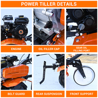 Mini Motoazada con Transmisión por Correa de 4 Tiempos Herramientas Agrícolas Tractor Agrícola Cultivador de Potencia Motocultor 7HP 7.5HP Hecho en China