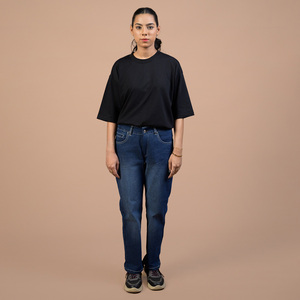 Jeans Dollywood para Mujer, Cintura Alta, Elásticos, Casuales, a la Moda, Corte Ajustado, Pierna Recta, para Uso Diario - Product Image 1