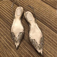 Chaussures à talons hauts pour femmes, nouvelle conception, brillantes, ornées de strass, bout pointu, creuses, pour le bureau, le parlement, l'occupation, élégance féminine