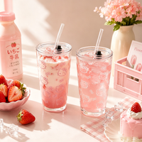 Mignon Gobelet en Verre Hello Kitty Kawaii Unisexe pour l'Été, Portable, Résistant à la Chaleur, Sûr pour les Aliments, Tasse à Café et Dessert pour Hôtel, PPWR