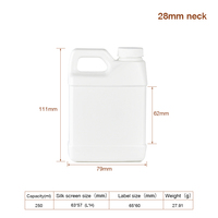 Bocaux cylindriques en plastique HDPE de 250 ml et 500 ml avec poignée et bouchon à vis de 28 mm pour contenants de détergent et cosmétiques