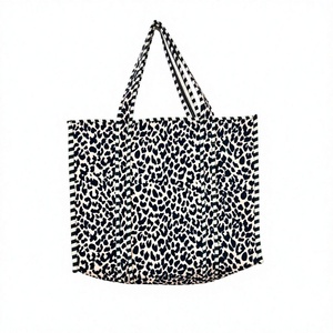 Sac fourre-tout en velours imprimé léopard, sac de shopping tendance à ouverture supérieure, toutes saisons, grand sac de transport pour femmes - Product Image 1