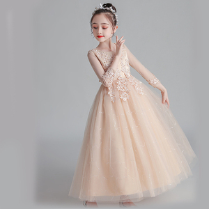 Robe de princesse personnalisée en gros pour filles, en tulle moelleux à manches longues, pour spectacle ou fête - Product Image 4