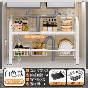 Étagères de cuisine - Organisateur réglable sous l'évier, étagère coulissante pour armoire avec installation sans outils - Product Image 3