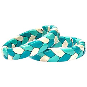 กำไลข้อมือ Ocean Weave Lac งานแฮนด์เมดสุดหรู สีเทอร์ควอยซ์และสีขาว คอลเลกชันเครื่องประดับชาติพันธุ์แบบดั้งเดิมสำหรับผู้หญิงและเด็กผู้หญิง - Product Image 5