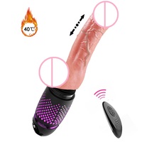 Vibrador Realista Telescópico Automático con Calefacción para Mujeres, Vibrador de Pene Retráctil con Control Remoto, Máquina Sexual