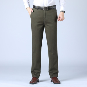 Pantalon de costume d'affaires droit 100% coton pour hommes, léger et formel, long, en sergé de coton, plat - Product Image 4