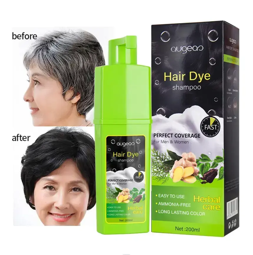 China manufacturer wholesale hair products fast dyed 200ml ammonia free herbal 3 in 1 instant dye hair color shampoo