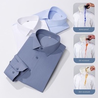 Chemise habillée à manches longues pour homme, triple protection, imperméable, résistante à l'huile et anti-salissure, pour affaires et occasions formelles
