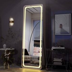 Miroir LED rectangulaire à coins droits, pleine longueur, sur pied ou mural, éclairé, pour le corps entier, vente en gros - Product Image 1