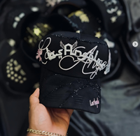 Cappello da baseball ricamato a 5 pannelli in camoscio con visiera larga e strass, modello G5 Quality Gorra Dandiii Hats X Sad Boyz, all'ingrosso