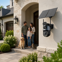 Caméra de sécurité solaire 4G OEM à double objectif PTZ, zoom numérique 36X, détection de mouvement IA CMOS, suivi, alarme, enregistrement 24/7, IP66, extérieur