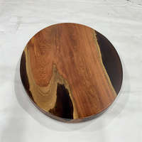Table de salle à manger en résine époxy, directement de l'usine, en bois massif, finition foncée, avec banc intégré, style bar